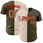 Personalized Olive Camo Cream-Red Pinstripe Authentic Split Fashion Salute To Service Baseball Jersey Team Custom Name and Number