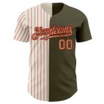 Personalized Olive Camo Cream-Red Pinstripe Authentic Split Fashion Salute To Service Baseball Jersey Team Custom Name and Number