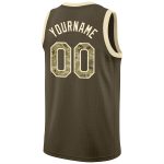 Personalized Olive Camo-Cream Round Neck Rib-Knit Salute To Service Basketball Jersey Team Custom Name and Number