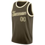 Personalized Olive Camo-Cream Round Neck Rib-Knit Salute To Service Basketball Jersey Team Custom Name and Number