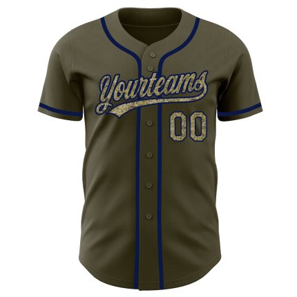 Personalized Olive Camo-Navy Authentic Salute To Service Baseball Jersey Team Custom Name and Number