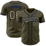 Personalized Olive Camo-Navy Authentic Salute To Service Baseball Jersey Team Custom Name and Number