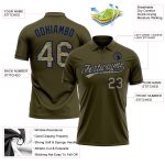 Personalized Olive Camo-Navy Performance Vapor Salute To Service Golf Polo Shirt Team Custom Name and Number