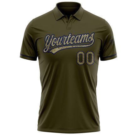 Personalized Olive Camo-Navy Performance Vapor Salute To Service Golf Polo Shirt Team Custom Name and Number