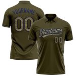 Personalized Olive Camo-Navy Performance Vapor Salute To Service Golf Polo Shirt Team Custom Name and Number
