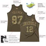 Personalized Olive Camo-Old Gold Authentic Throwback Salute To Service Basketball Jersey Team Custom Name and Number