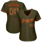 Personalized Olive Camo-Orange Authentic Salute To Service Baseball Jersey Team Custom Name and Number