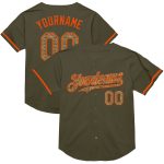 Personalized Olive Camo-Orange Mesh Authentic Throwback Salute To Service Baseball Jersey Team Custom Name and Number