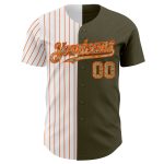 Personalized Olive Camo-Orange Pinstripe Authentic Split Fashion Salute To Service Baseball Jersey Team Custom Name and Number
