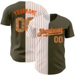 Personalized Olive Camo-Orange Pinstripe Authentic Split Fashion Salute To Service Baseball Jersey Team Custom Name and Number