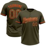 Personalized Olive Camo-Orange Salute To Service Two-Button Unisex Softball Jersey Team Custom Name and Number