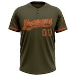 Personalized Olive Camo-Orange Salute To Service Two-Button Unisex Softball Jersey Team Custom Name and Number