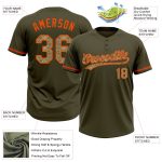 Personalized Olive Camo-Orange Salute To Service Two-Button Unisex Softball Jersey Team Custom Name and Number