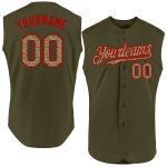 Personalized Olive Camo-Red Authentic Sleeveless Salute To Service Baseball Jersey Team Custom Name and Number