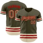Personalized Olive Camo Red-Cream Line Authentic Salute To Service Baseball Jersey Team Custom Name and Number
