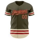Personalized Olive Camo Red-Cream Line Authentic Salute To Service Baseball Jersey Team Custom Name and Number