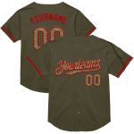 Personalized Olive Camo-Red Mesh Authentic Throwback Salute To Service Baseball Jersey Team Custom Name and Number