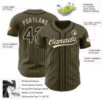 Personalized Olive City Cream Pinstripe Black Authentic Salute To Service Baseball Jersey Team Custom Name and Number