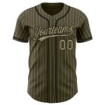Personalized Olive City Cream Pinstripe Camo-Black Authentic Salute To Service Baseball Jersey Team Custom Name and Number