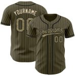 Personalized Olive City Cream Pinstripe Camo-Black Authentic Salute To Service Baseball Jersey Team Custom Name and Number