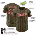 Personalized Olive City Cream Pinstripe Crimson Authentic Salute To Service Baseball Jersey Team Custom Name and Number