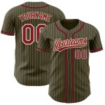 Personalized Olive City Cream Pinstripe Crimson Authentic Salute To Service Baseball Jersey Team Custom Name and Number