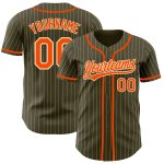 Personalized Olive City Cream Pinstripe Orange Authentic Salute To Service Baseball Jersey Team Custom Name and Number