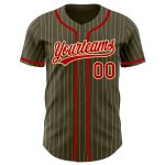 Personalized Olive City Cream Pinstripe Red Authentic Salute To Service Baseball Jersey Team Custom Name and Number