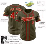 Personalized Olive City Cream Pinstripe Red Authentic Salute To Service Baseball Jersey Team Custom Name and Number