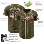 Personalized Olive City Cream Pinstripe Vintage USA Flag Authentic Salute To Service Baseball Jersey Team Custom Name and Number