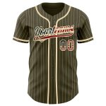 Personalized Olive City Cream Pinstripe Vintage USA Flag Authentic Salute To Service Baseball Jersey Team Custom Name and Number