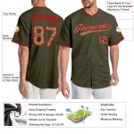 Personalized Olive Cmao-Red Authentic Salute To Service Baseball Jersey Team Custom Name and Number
