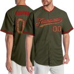 Personalized Olive Cmao-Red Authentic Salute To Service Baseball Jersey Team Custom Name and Number