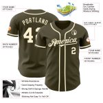 Personalized Olive Cream Authentic Salute To Service Baseball Jersey Team Custom Name and Number