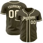 Personalized Olive Cream Authentic Salute To Service Baseball Jersey Team Custom Name and Number