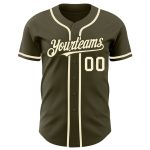 Personalized Olive Cream Authentic Salute To Service Baseball Jersey Team Custom Name and Number