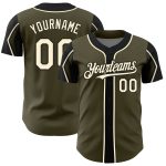 Personalized Olive Cream-Black 3 Colors Arm Shapes Authentic Salute To Service Baseball Jersey Team Custom Name and Number