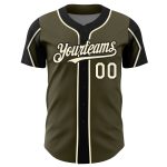 Personalized Olive Cream-Black 3 Colors Arm Shapes Authentic Salute To Service Baseball Jersey Team Custom Name and Number