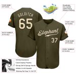 Personalized Olive Cream-Black Authentic Salute To Service Baseball Jersey Team Custom Name and Number
