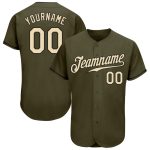 Personalized Olive Cream-Black Authentic Salute To Service Baseball Jersey Team Custom Name and Number