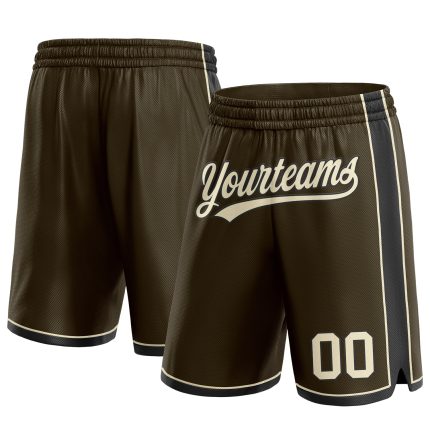 Personalized Olive Cream-Black Authentic Salute To Service Basketball Shorts Team Custom Name and Number
