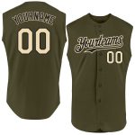 Personalized Olive Cream-Black Authentic Sleeveless Salute To Service Baseball Jersey Team Custom Name and Number