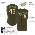 Personalized Olive Cream-Black Authentic Sleeveless Salute To Service Baseball Jersey Team Custom Name and Number