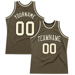 Personalized Olive Cream-Black Authentic Throwback Salute To Service Basketball Jersey Team Custom Name and Number