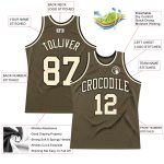 Personalized Olive Cream-Black Authentic Throwback Salute To Service Basketball Jersey Team Custom Name and Number