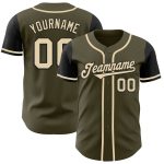 Personalized Olive Cream-Black Authentic Two Tone Salute To Service Baseball Jersey Team Custom Name and Number