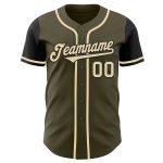 Personalized Olive Cream-Black Authentic Two Tone Salute To Service Baseball Jersey Team Custom Name and Number