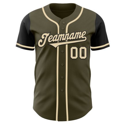 Personalized Olive Cream-Black Authentic Two Tone Salute To Service Baseball Jersey Team Custom Name and Number