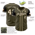 Personalized Olive Cream-Black Authentic Two Tone Salute To Service Baseball Jersey Team Custom Name and Number