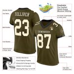 Personalized Olive Cream-Black Mesh Authentic Salute To Service Football Jersey